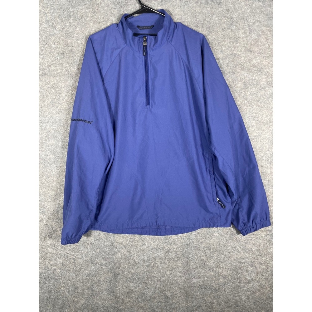 Sun Mountain Headwind Solo Mens Golf 1/2 Zip‎ Pullover Jacket Lightweight Blue L